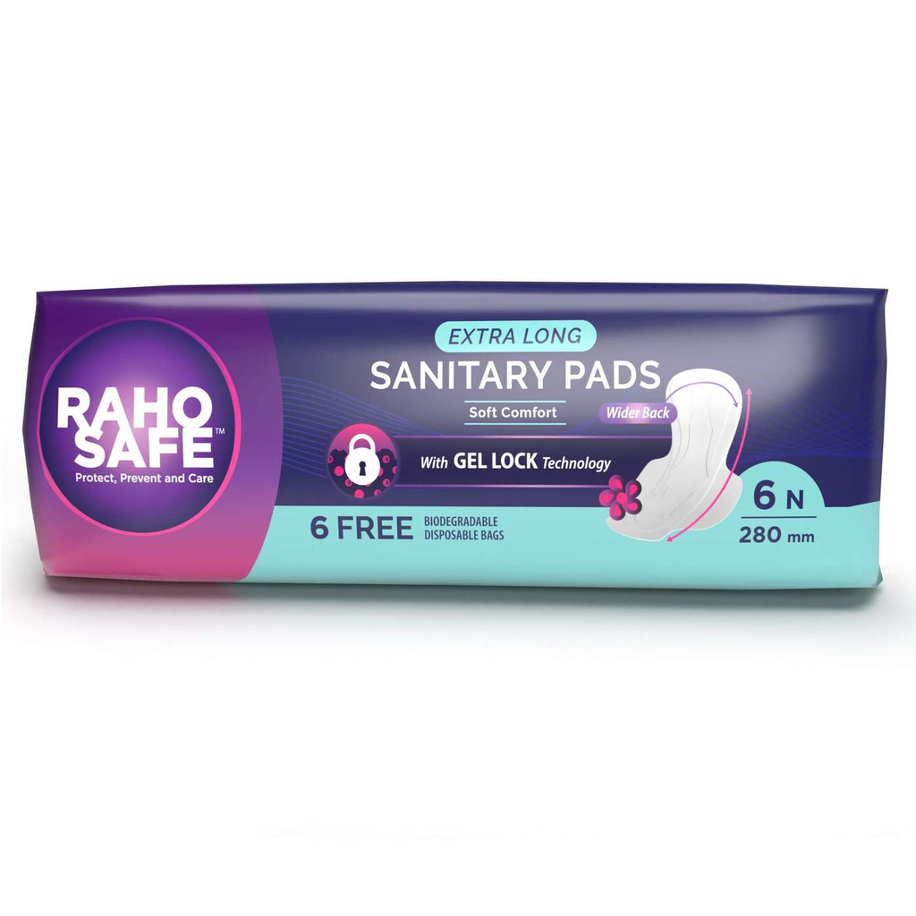 Raho Safe Sanitary Pad Extra Long With Biodegradable Disposable Bags