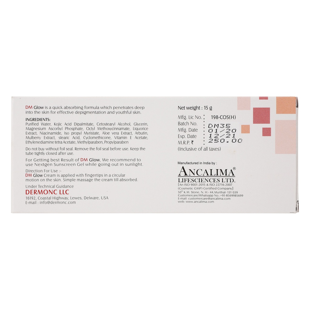 Dm Glow Depigmentation Cream, 15gm Jeevee