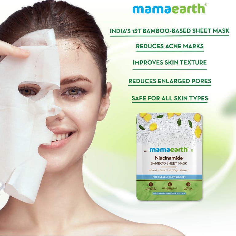 Mamaearth Niacinamide Bamboo Sheet Mask With Niacinamide & Ginger Extract, 25gm Jeevee