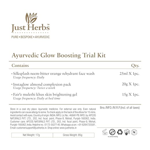 Just Herbs Ayurvedic Glow Boosting Trial Kit Jeevee