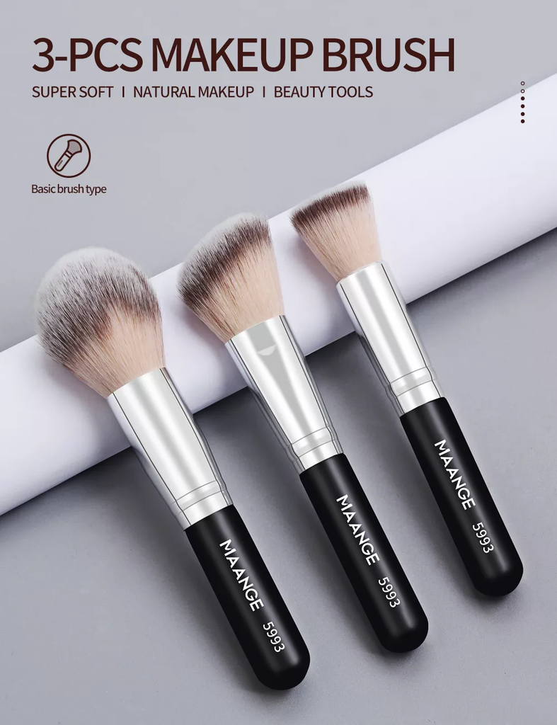 Maange 3pcs Makeup Brush Set Foundation Contour Powder Brush Jeevee