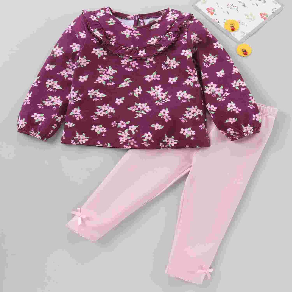 Babyhug Full Sleeves Top And Lounge Pant Plum Pink (1218 Months) Jeevee