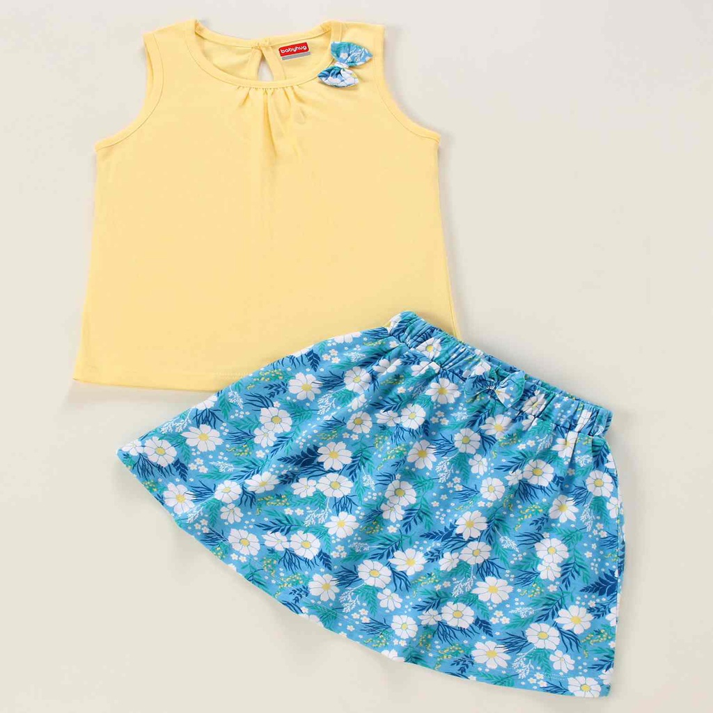 Babyhug Sleeveless Top & Skirt Set Yellow Blue (69 Months) Jeevee