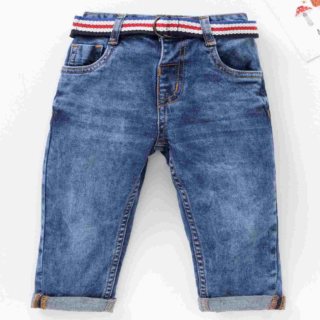Babyhug Cotton Full Length Stretchable Denim Jeans Game Changer Text Print   Fly With Zipper -  Blue main image 1