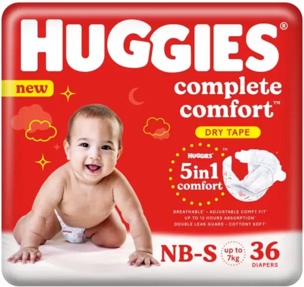 Huggies Complete Comfort Dry Tape (nb-s) 36 Count Per Pack | Jeevee