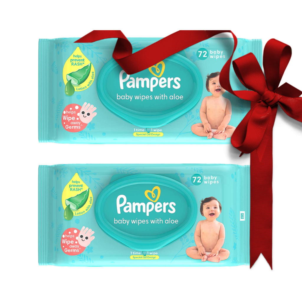 Pampers Baby Aloe Wipes With Lid, 72 Wipes (pack Of 2) Jeevee