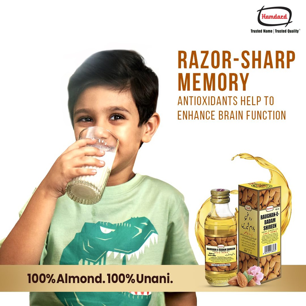 Hamdard Pure Almond Oil (raughanebadamshireen) 100ml Jeevee
