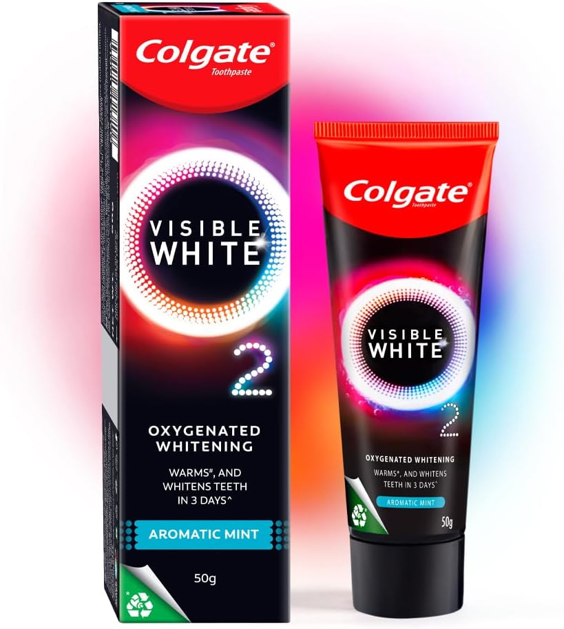 Colgate Visible White O2 Whitening Toothpaste Aromatic Mint, 50g Jeevee