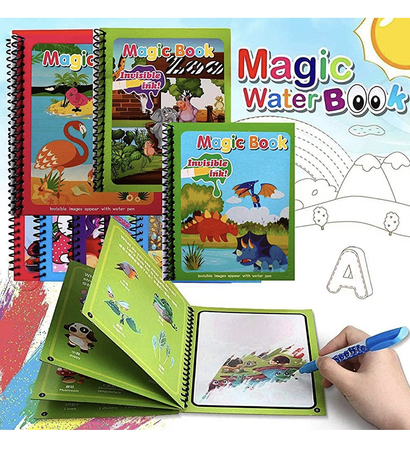 2 Pcs Magic Coloring Doodle Book, Magic Pen & Quick Dry Book | Jeevee