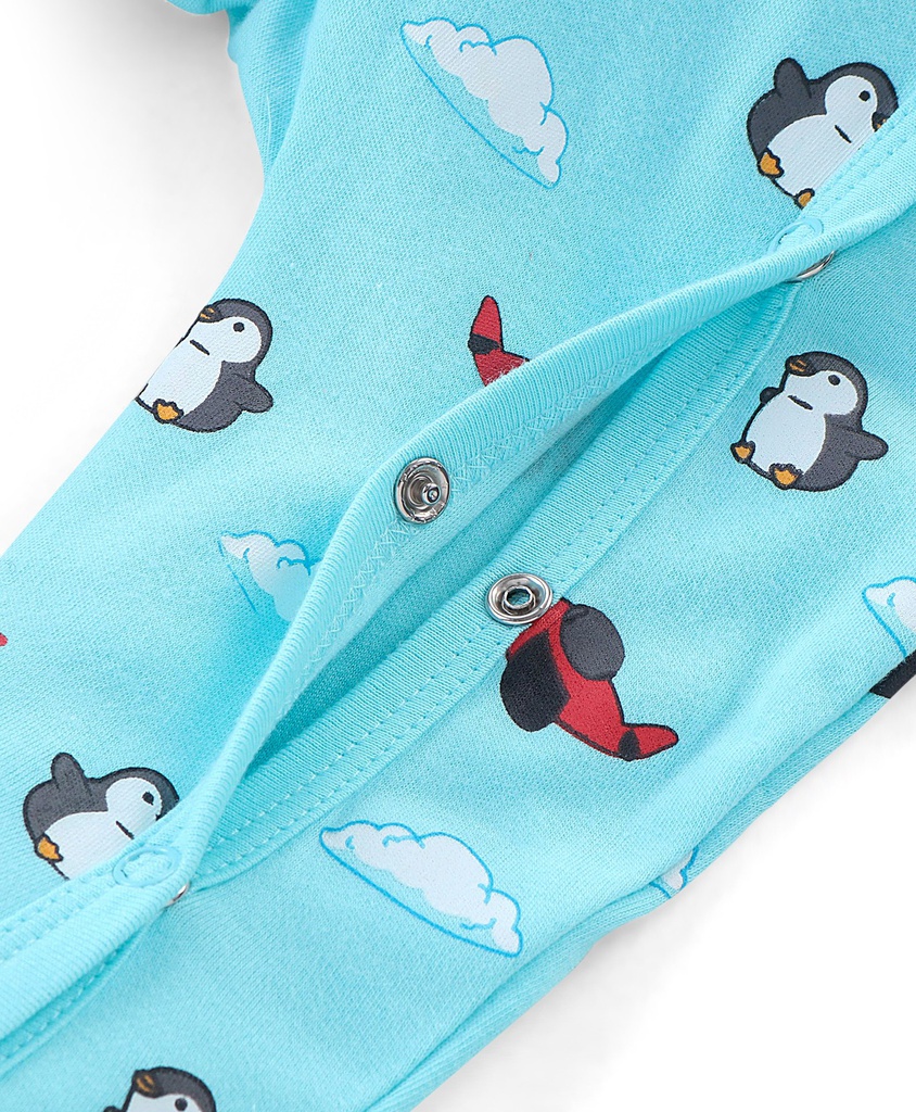 Babyhug Footed Sleep Suit Penguin Printlight Blue (36 Months) Jeevee