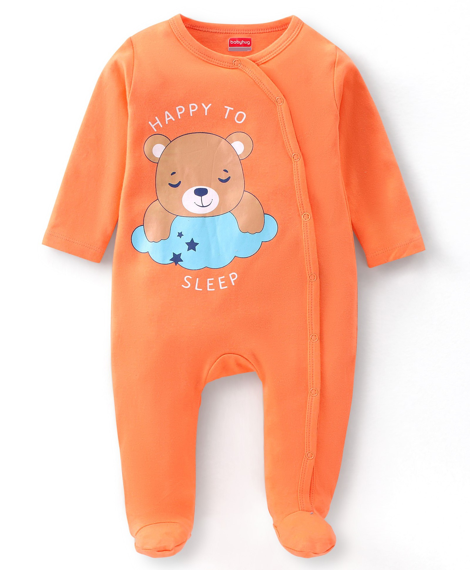 Babyhug Footed Sleep Suit Teddy Print Orange (36 Months) Jeevee
