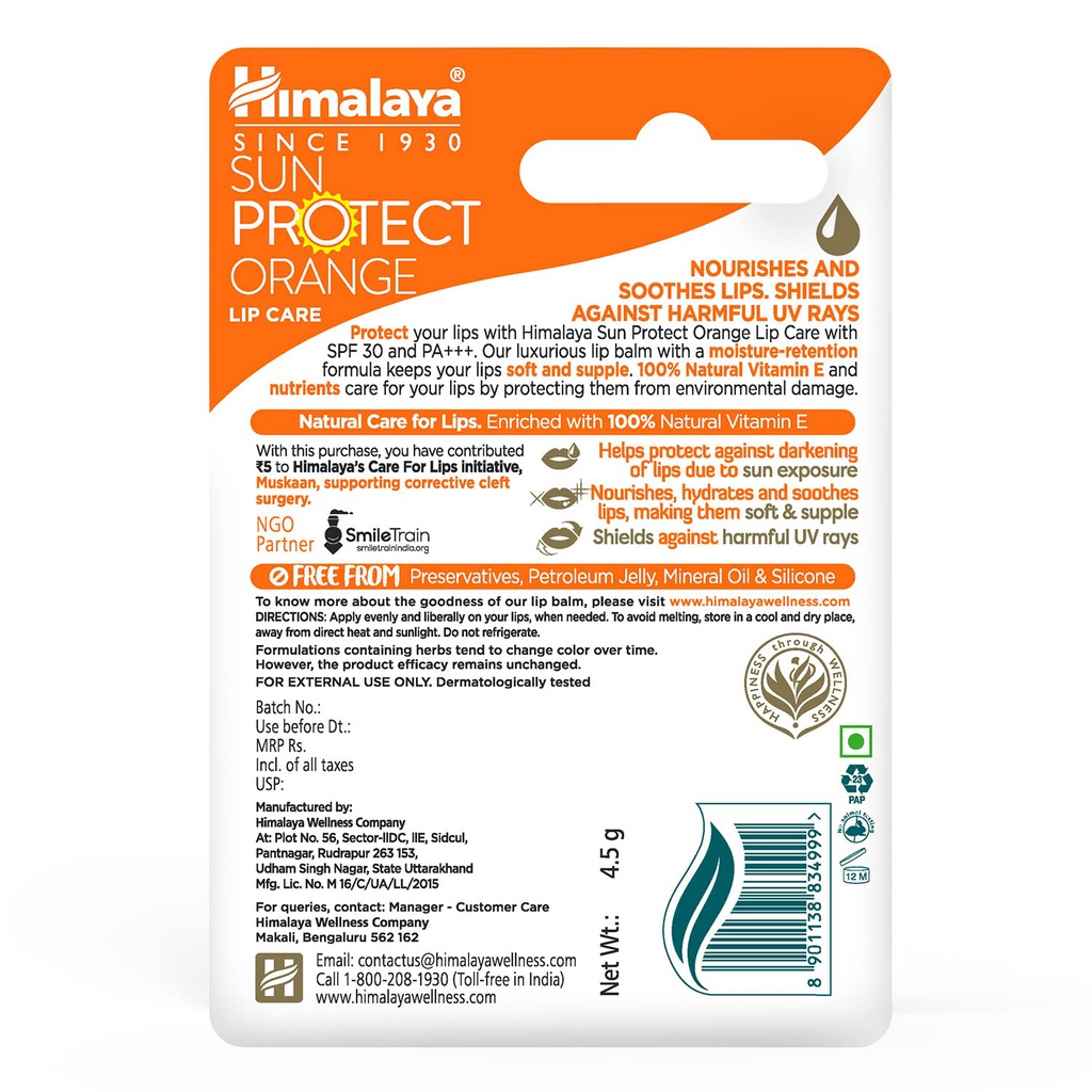 Himalaya Sun Protect Orange Lip Care Spf 30 Jeevee