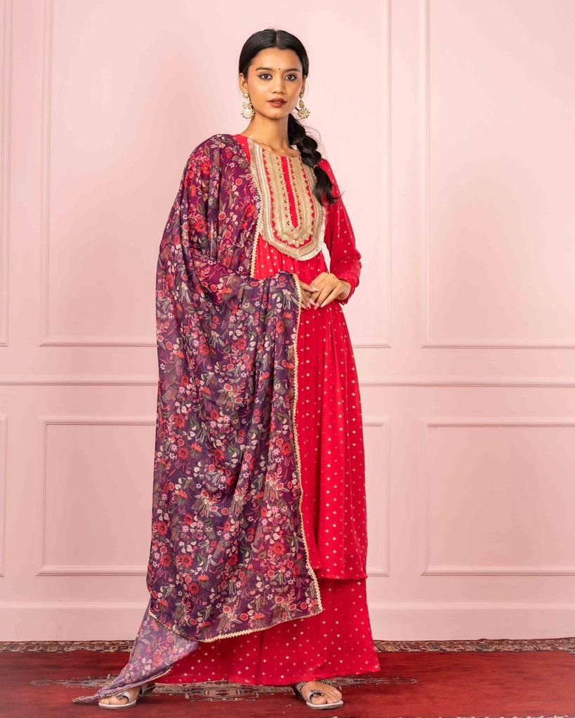 Tissu Kurta Y Palazzo De Algodón Puro Estampado Floral