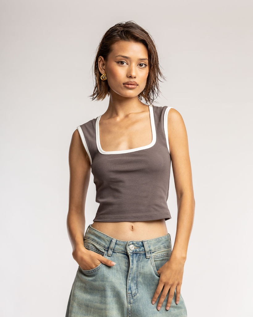 Salt Square Neck Tank Top (l) | Jeevee