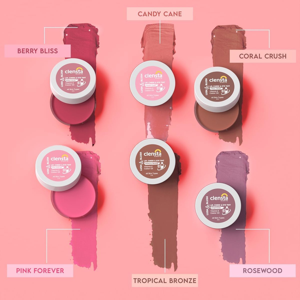Clensta Lush Lip, Cheek & Eye Tint- Candy Cane 02 (5 Gm) | Jeevee