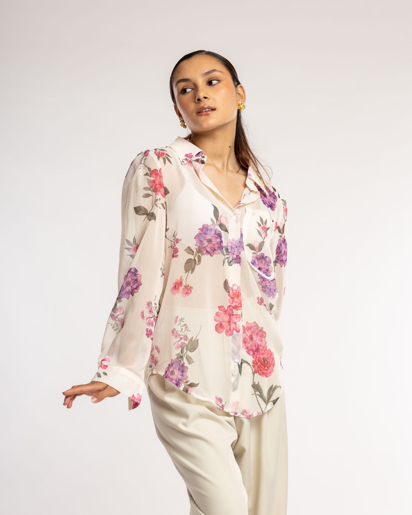 Allegra K Women's Summer Floral Chiffon Shirt Dress - Cap Sleeve With Smocked Elastic Waist