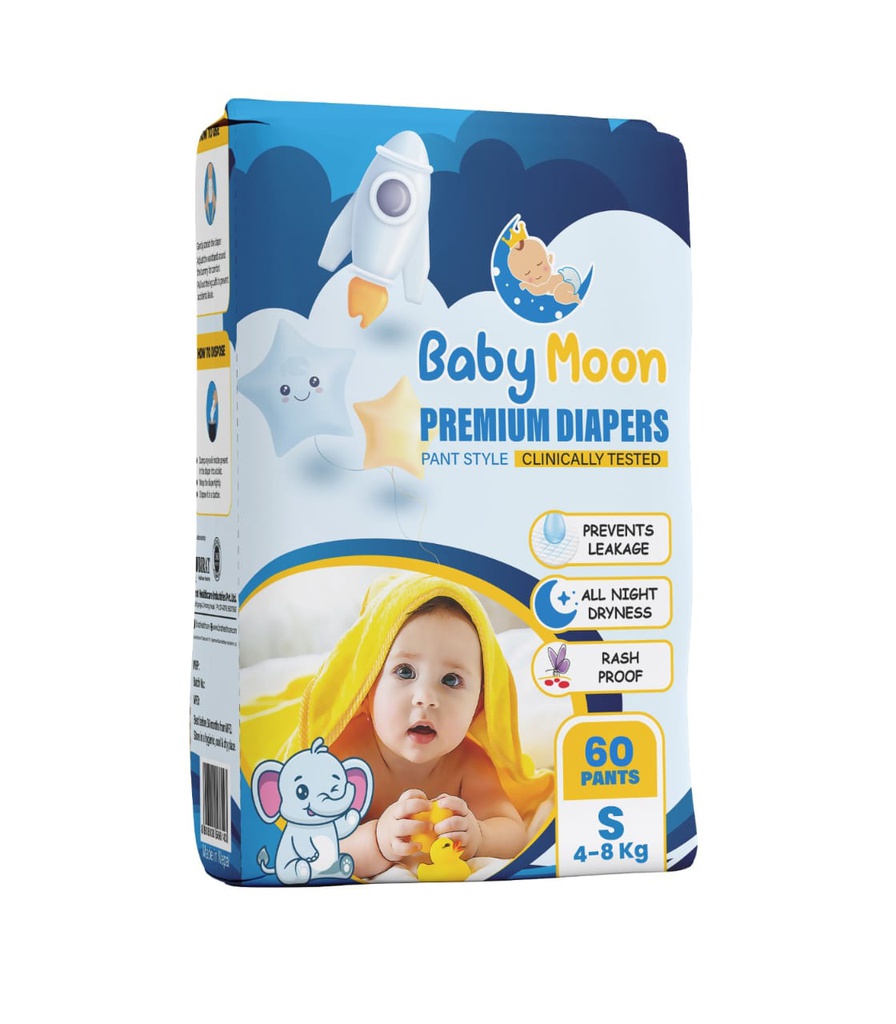 Babymoon Premium Diapers Small- 60 Pcs | Jeevee