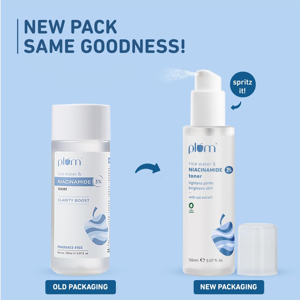 Plum Rice Water & Niacinamide 3% Toner 150ml | Jeevee